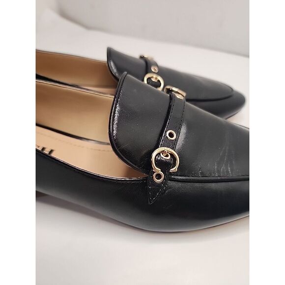 Coach Isabel Loafers Size 7.5 Black Leather Slip On Pointed Toe - Picture 3 of 16